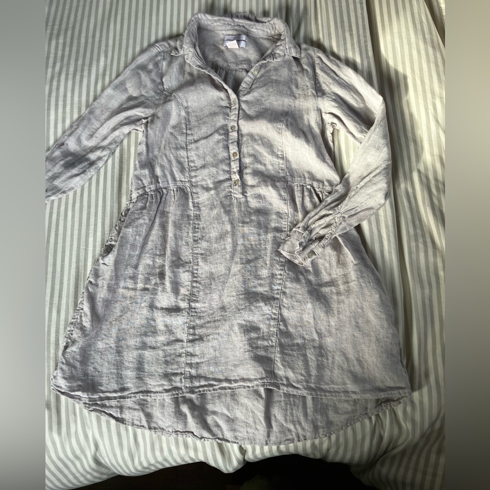 Halston Heritage Linen Dress in Gray